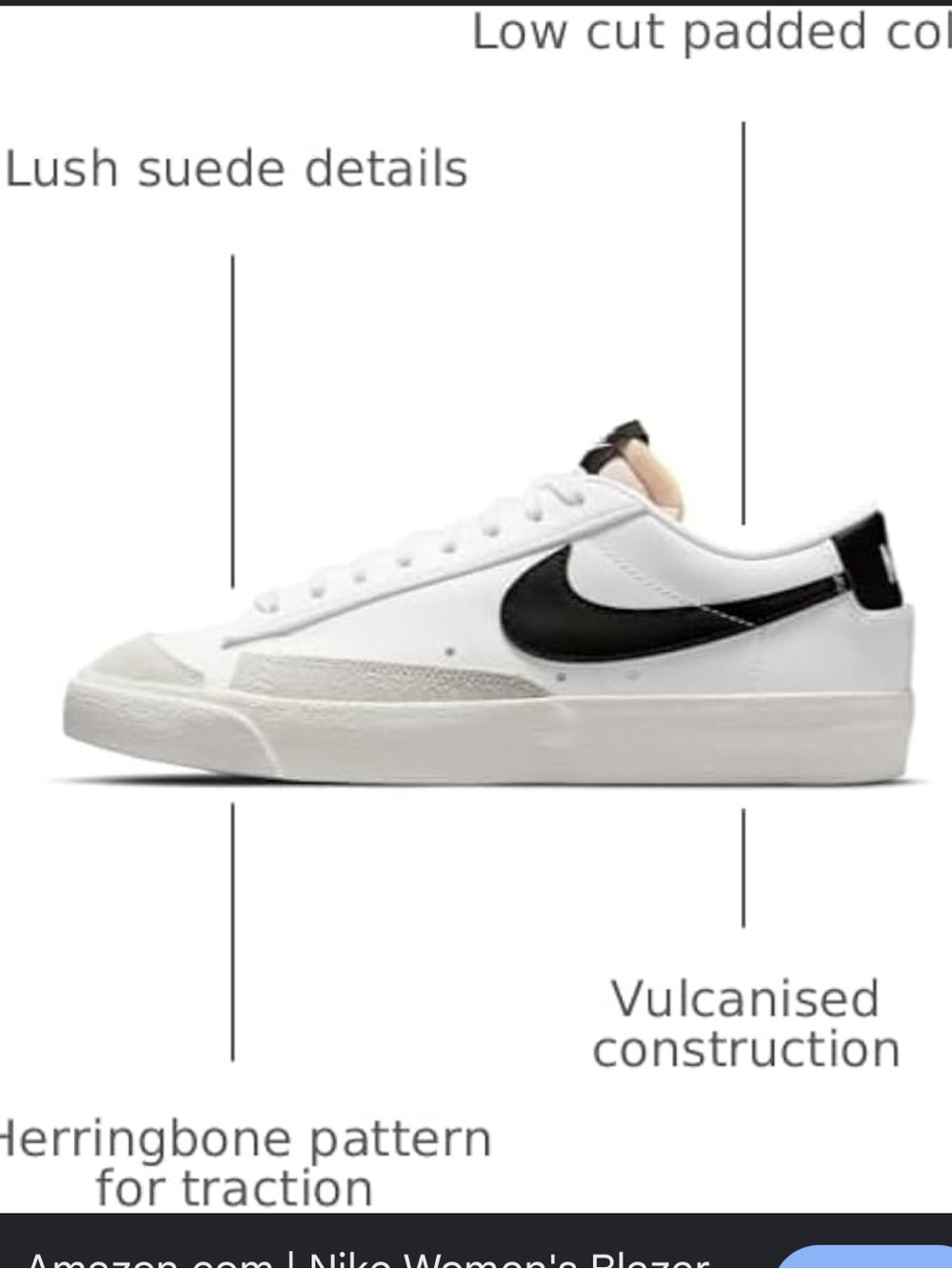 Nike Blazer Loe Cut White Platform Sneakers w Black Swoosh and Red Tongue Logo - Picture 9 of 14